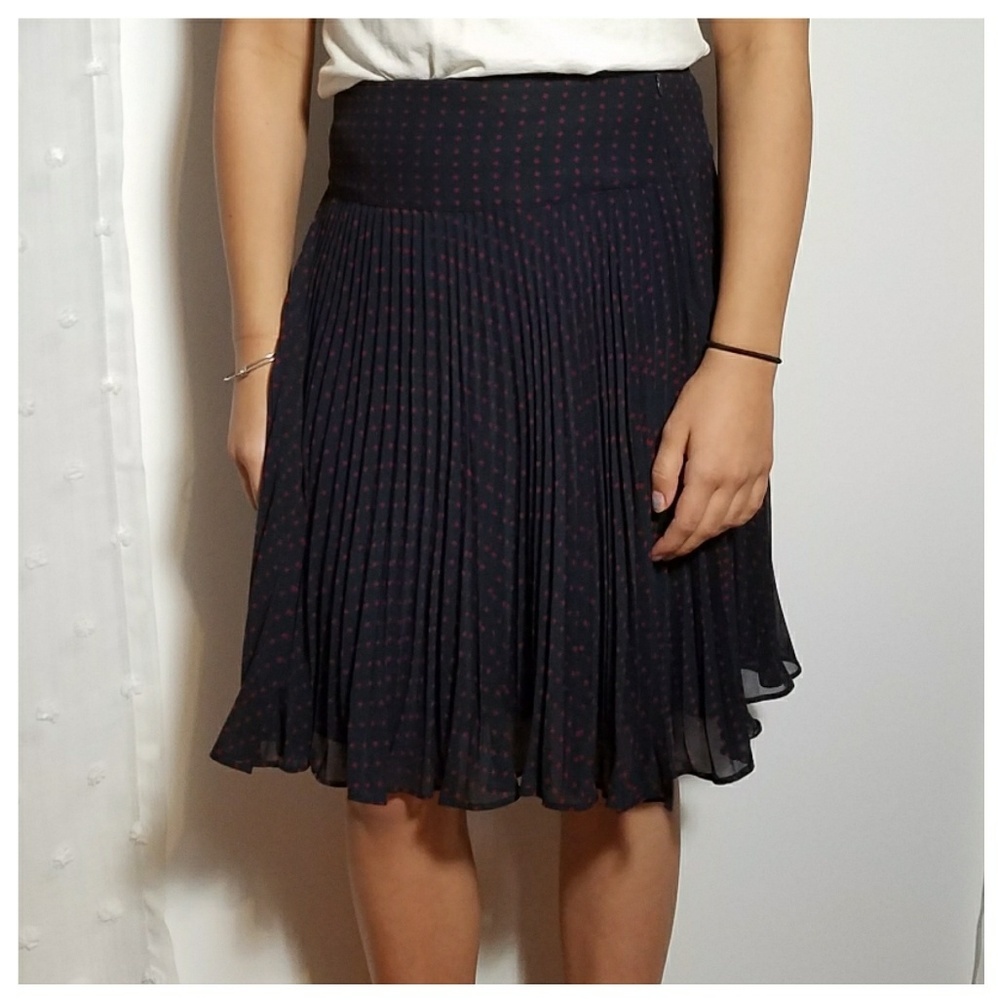 VINTAGE Navy Skirt w/ Red Polka Dots